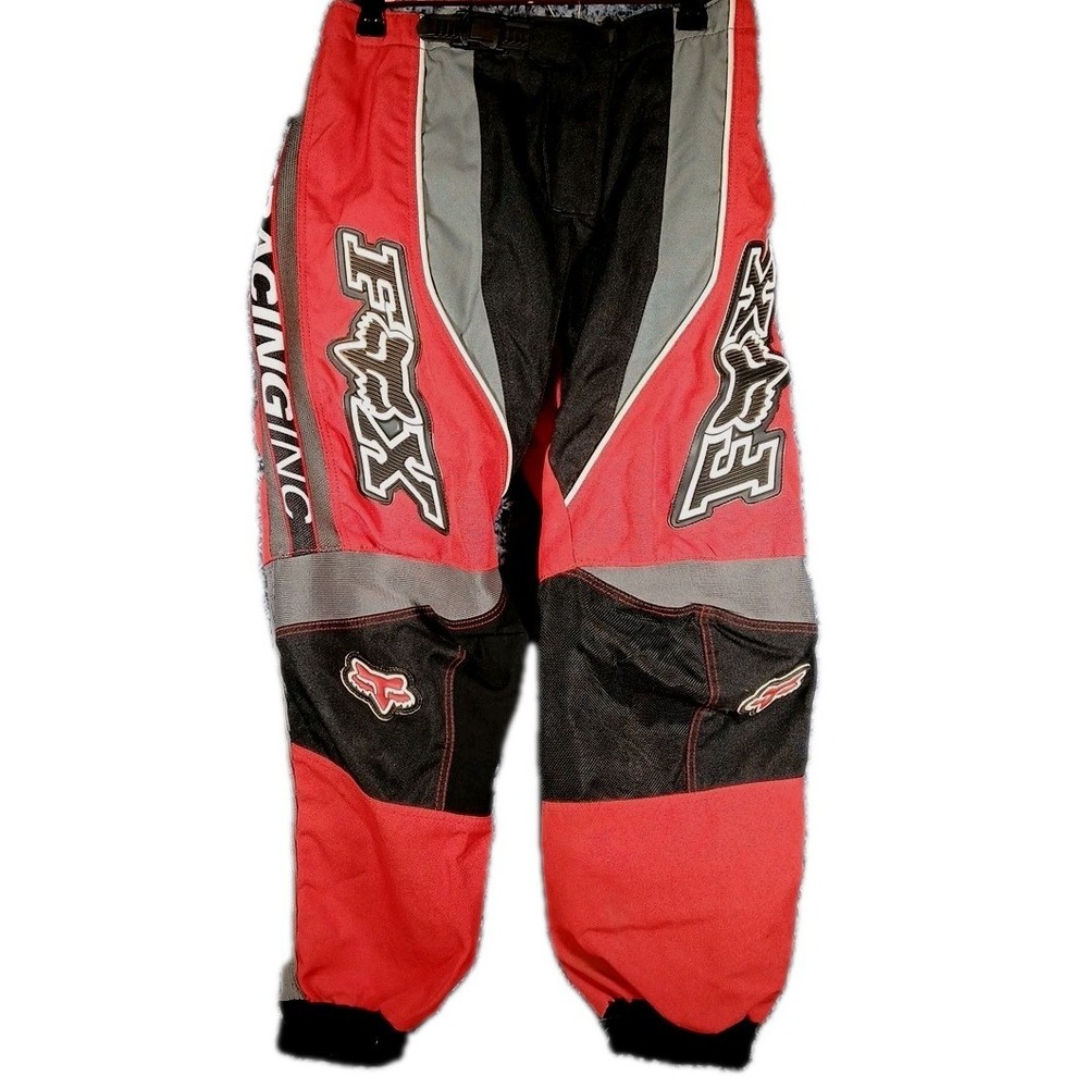 Fox Racing Motocross Pants Kids 26 Red Black Grey Waterproof Coated Y2K Era